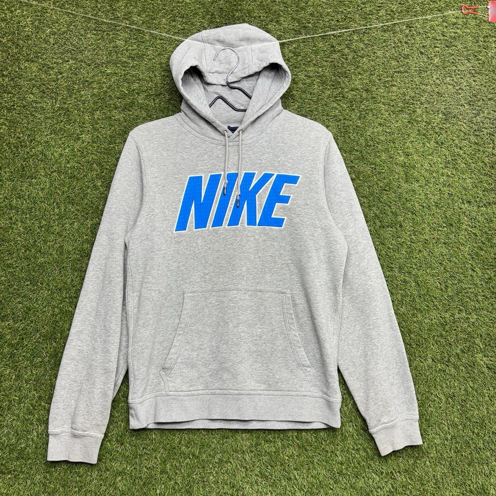 Nike Hoodie Mens Small Fleece Club Pullover Sweatshirt Sports Spellout Mesh y2k